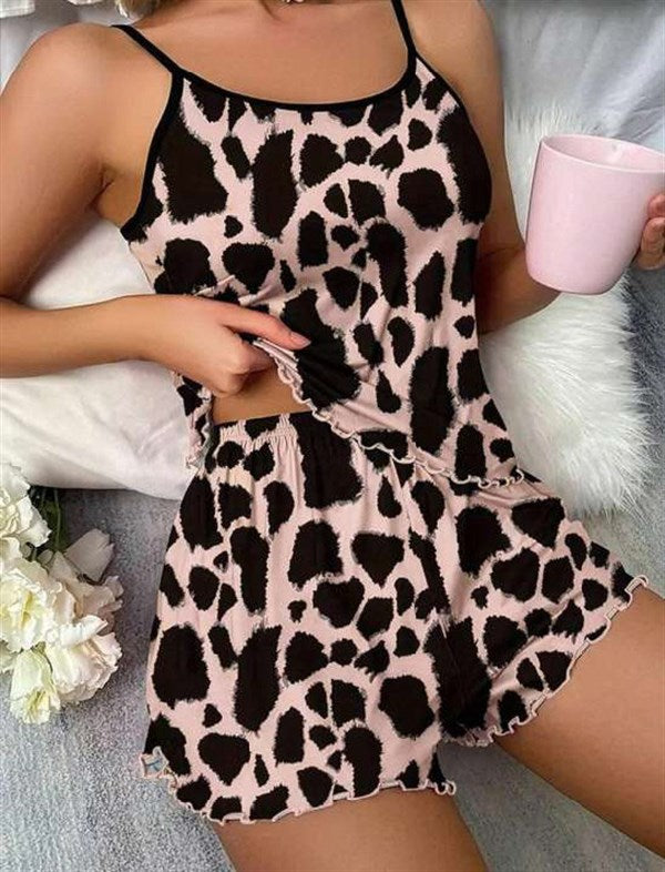 Arias Closet Leopar Desenli Askılı Şortlu Pijama Takımı - Görsel 1