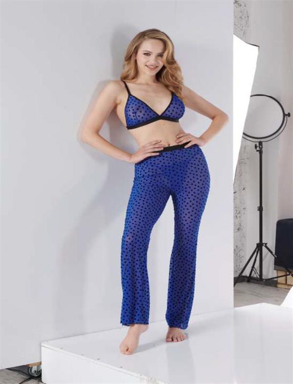 Arias Closet Mavi Transparan Fantezi Sütyen Pijama Takımı - Görsel 1