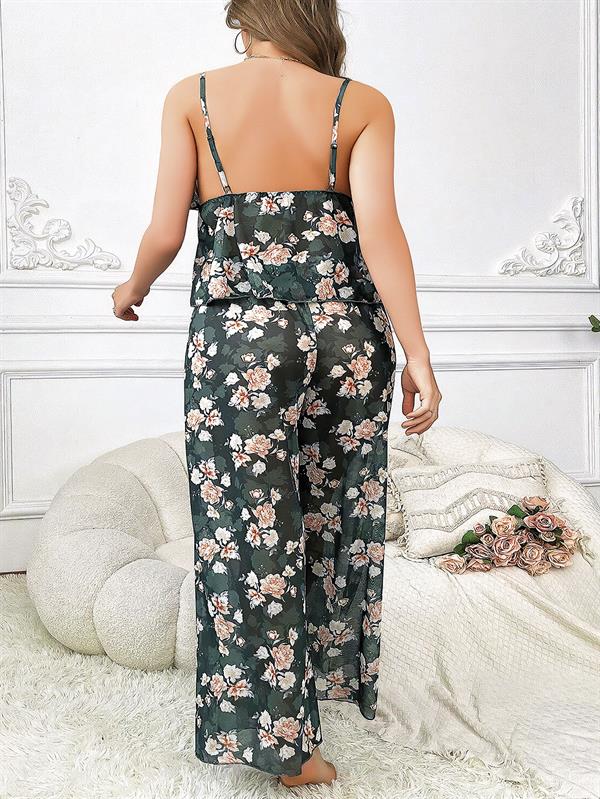 Arias Closet Özel Tasarım Büyük Beden Çiçek Desenli Bol Kesim 2'li Pijama Takımı - Görsel 2