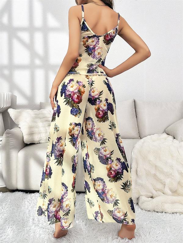 Arias Closet Özel Tasarım Çiçek Desenli Salaş Kesim Şık Dekolteli 2'li Takım - Görsel 2