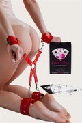 Arias Closet Sexy Görselli Oyun Kartı Kama Sutra Kırmızı Çapraz Bağlamalı Kelepçe Set - Görsel 1