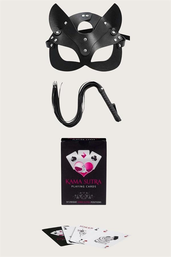 Arias Closet Sexy Görselli Oyun Kartı Kama Sutra Kırbaç Maske Set - Görsel 1