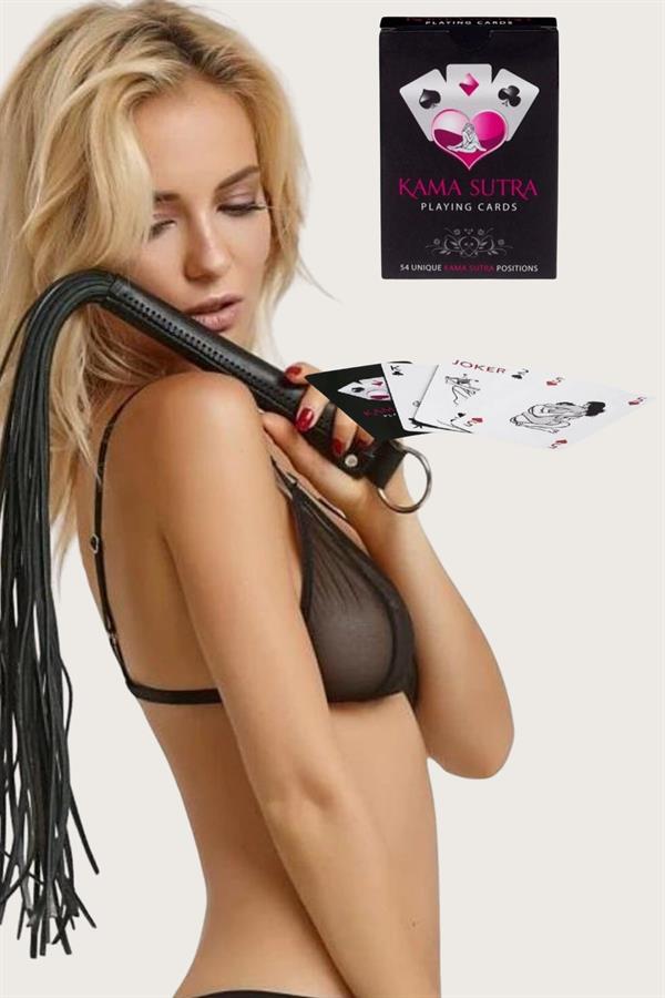 Arias Closet Sexy Görselli Oyun Kartı Kama Sutra Siyah Kırbaç Set - Görsel 1