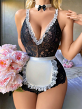 Arias Closet Siyah Dantel İşlemeli Kurdelalı Fransız Hizmetçi Kostümü - Görsel 1