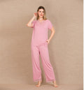 Arias Closet Viskon Şık Tasarım Dantel İşlemeli Pembe Kısa Kol Pijama Takımı - Görsel 1