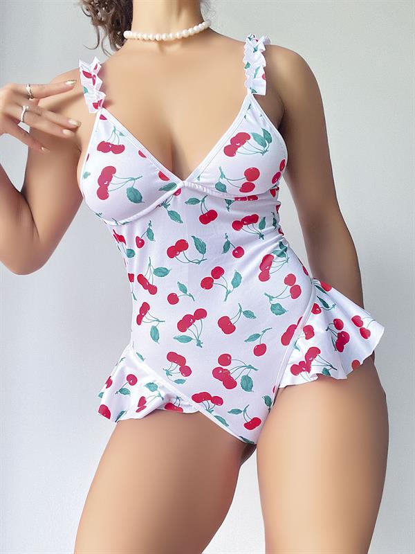 Arias Closet Vişne Desenli Fantezi Body - Görsel 4