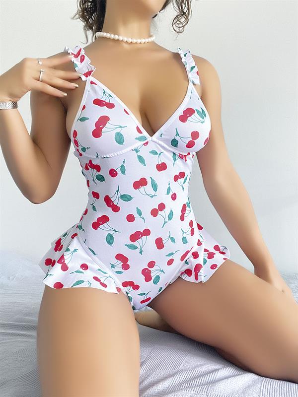 Arias Closet Vişne Desenli Fantezi Body - Görsel 1