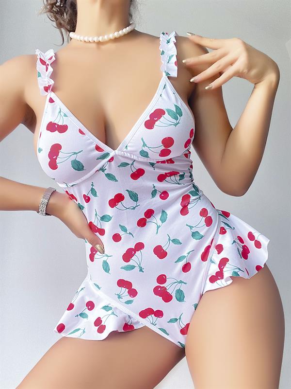 Arias Closet Vişne Desenli Fantezi Body - Görsel 3