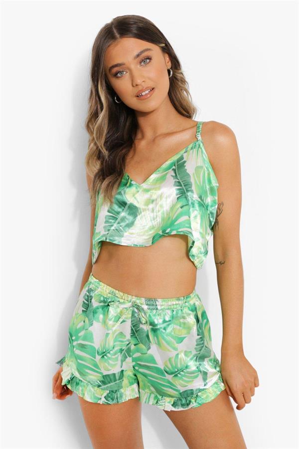 Arias Closet Yeşil Fırfırlı Şortlu Pijama Takımı - Görsel 1