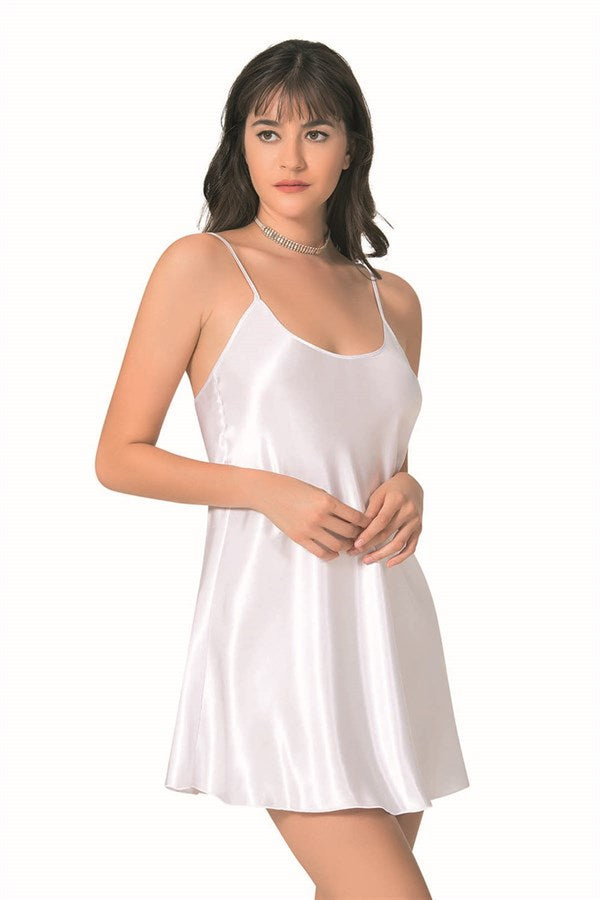 Arias Closet Beyaz Kısa Saten Gecelik - Görsel 1