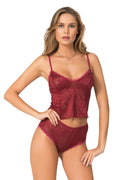 Arias Closet Bordo Jakarlı Babydoll Şort Takımı - Görsel 1
