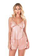 Arias Closet Koyu Pudra Saten Babydoll Şort Takımı - Görsel 1
