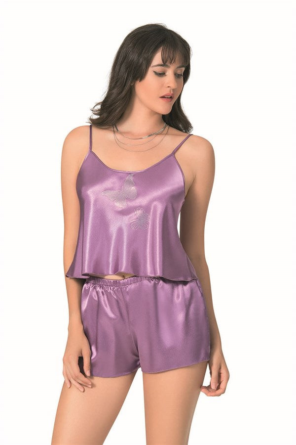 Arias Closet Lila Saten Babydoll Şort Takımı - Görsel 1