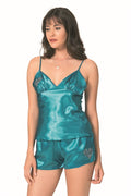 Arias Closet Petrol Saten Babydoll Şort Takımı - Görsel 1