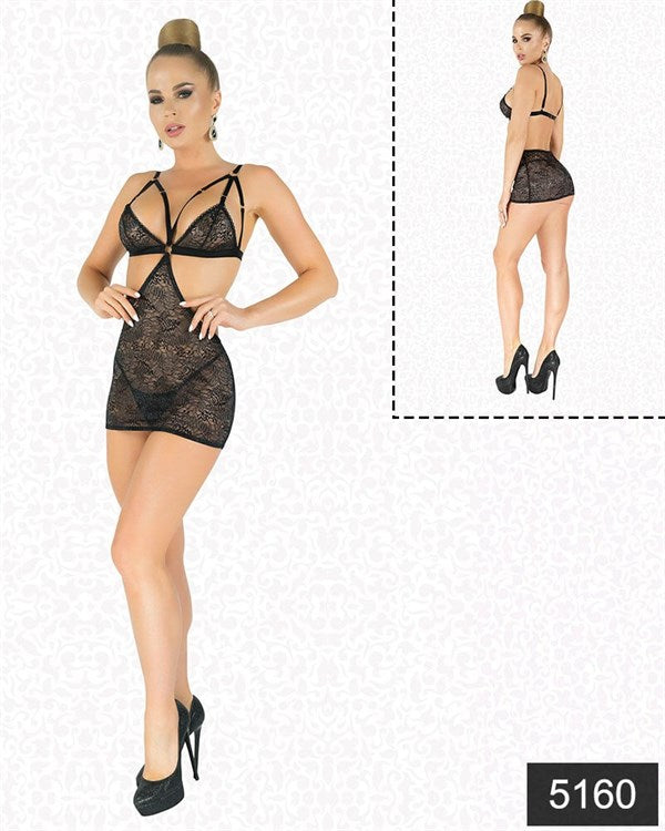 Arias Closet Simli Likralı  Dantel Babydoll - Görsel 1